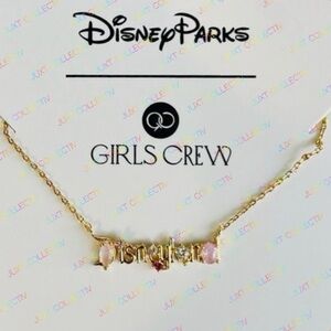 Disney Parks x Girls Crew Disneyland Logo Cubic Zirconia Gold Necklace